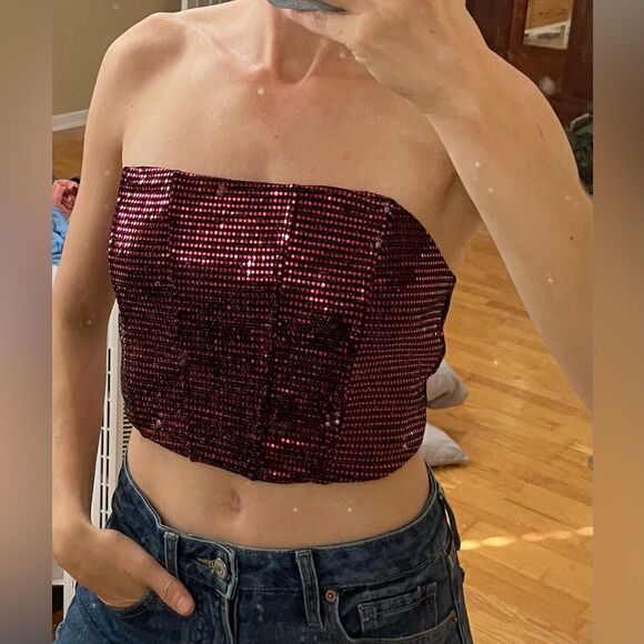 Sincerely Jules sequin crop top - Picture 1 of 8